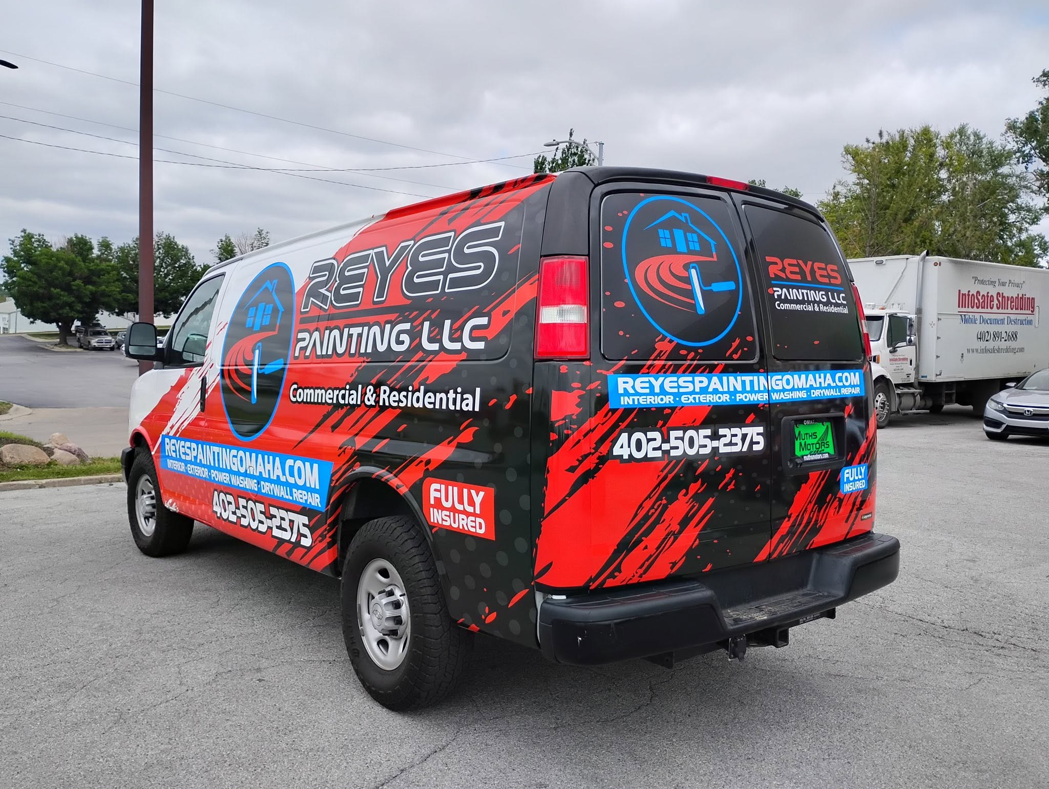 Reyes Painting LLC van wrap installed by Impress