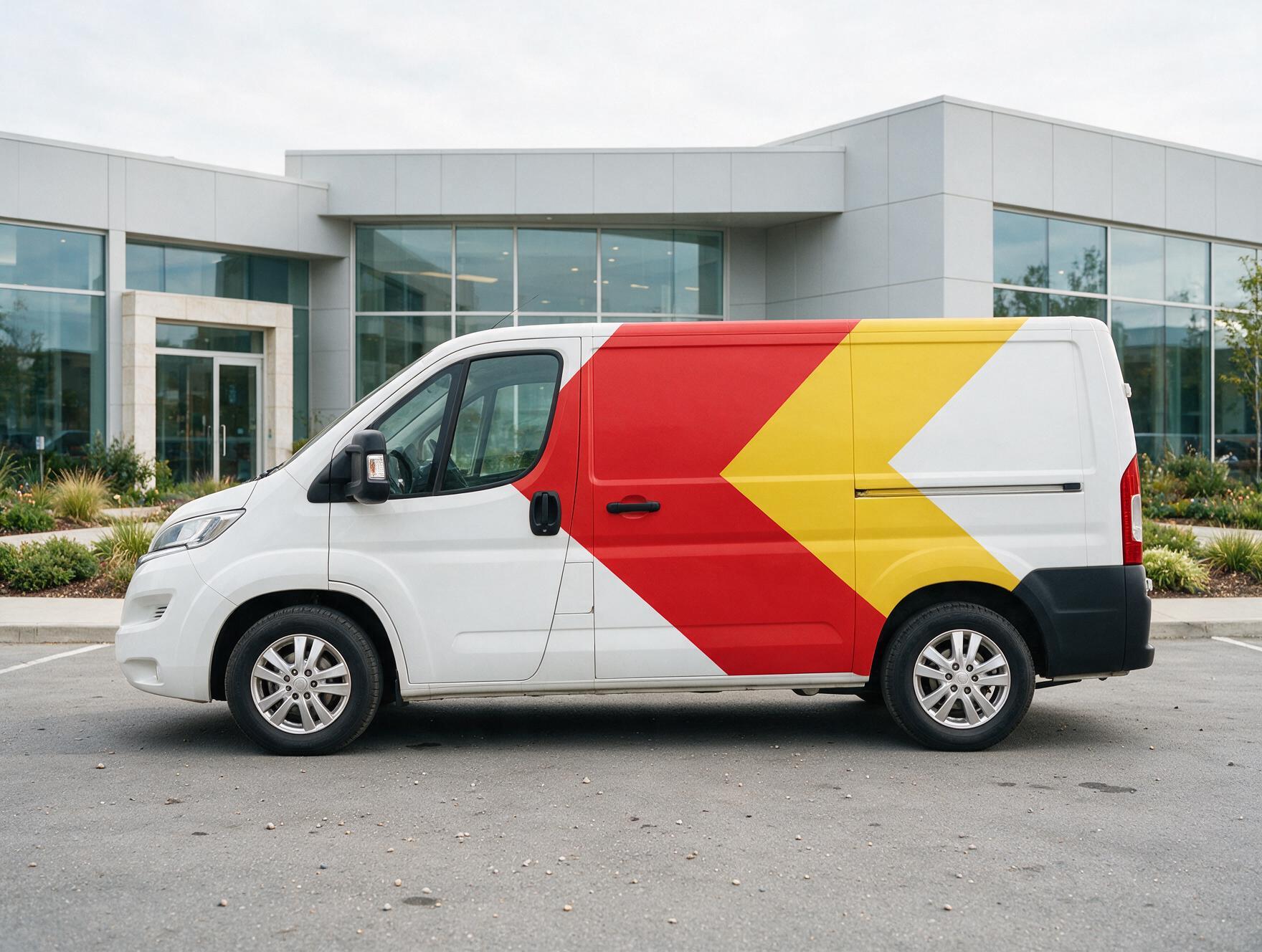 Vehicle wrap graphics installed on a company vehicle